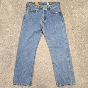 Levi’s 501 Jeans Mens‎ 34x30 Light Wash Button Fly Vintage Y2K Straight Denim